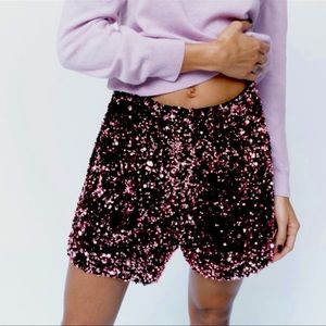 Pink Sequin Shorts